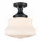 Black Ceiling Light Milk Glass Schoolhouse Light Fixture